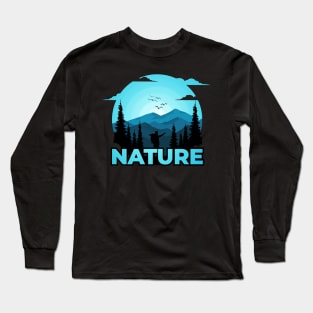 Forest Trees Hiking Adventure Outdoor Graphic Tee Long Sleeve T-Shirt